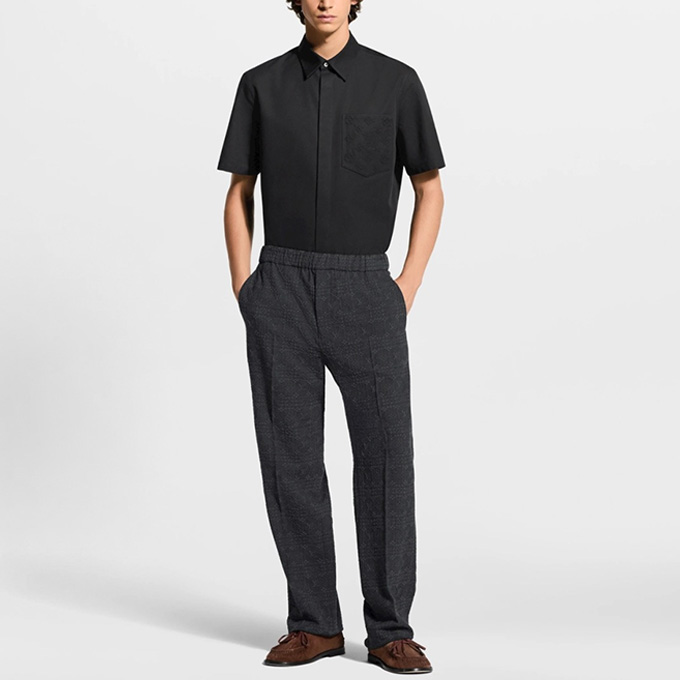 lv louis vuitton embossed monogram pocket short sleeve overshirt